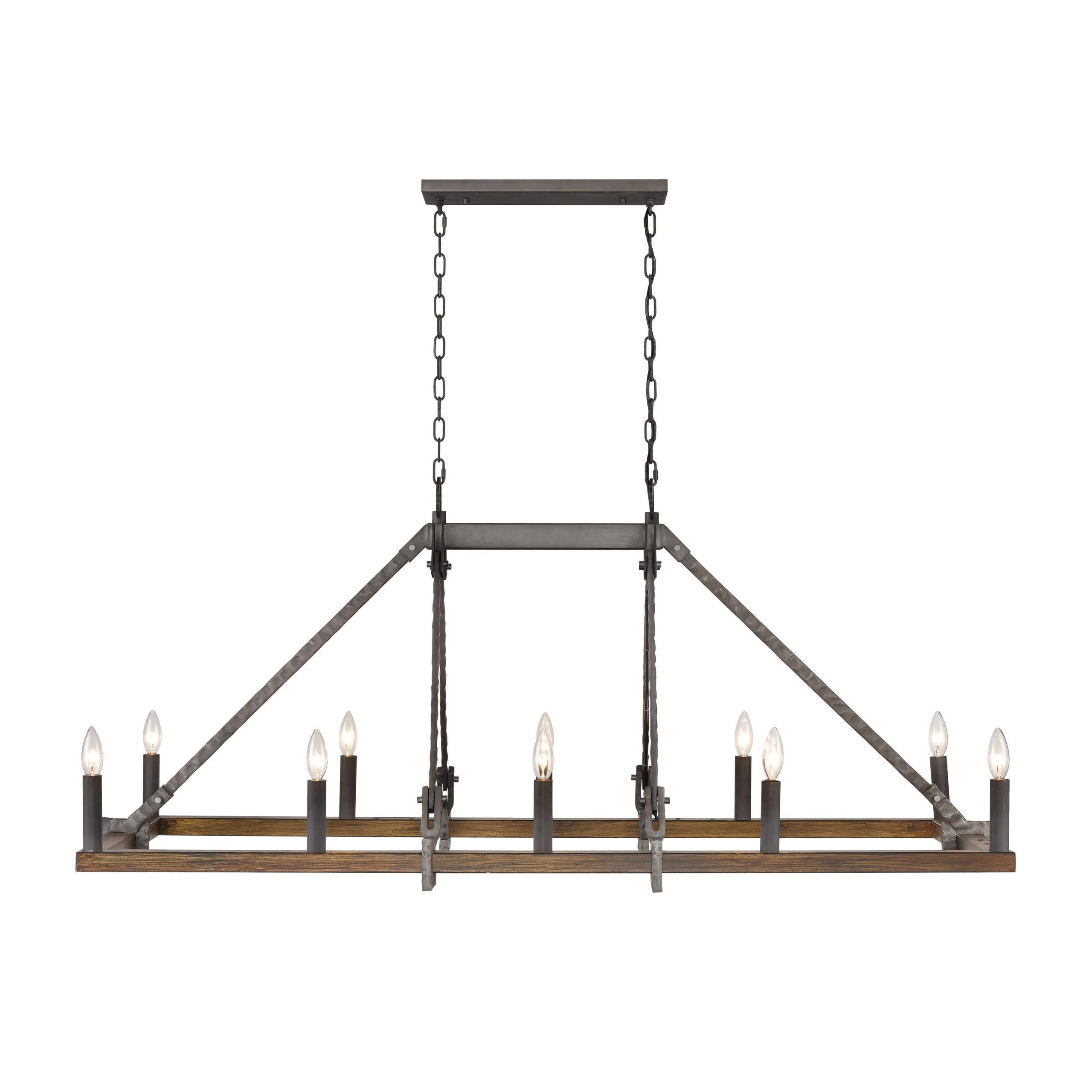 ELK SHOWROOM 82289/10 Harwell 56” Wide 10-Light Linear Chandelier – Antique Millwood