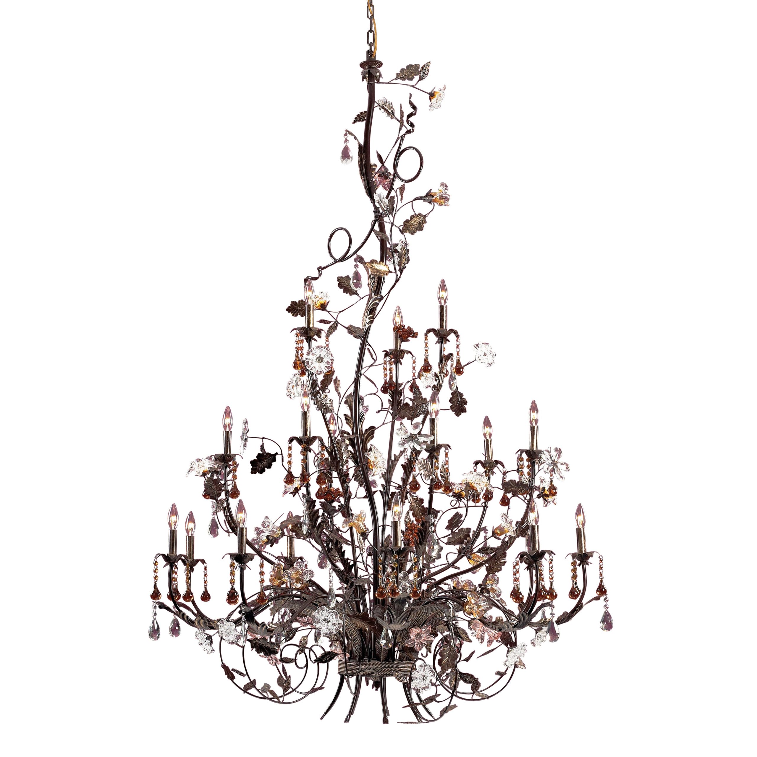 ELK SHOWROOM 85004 Cristallo Fiore 56” Wide 18-Light Chandelier – Deep Rust