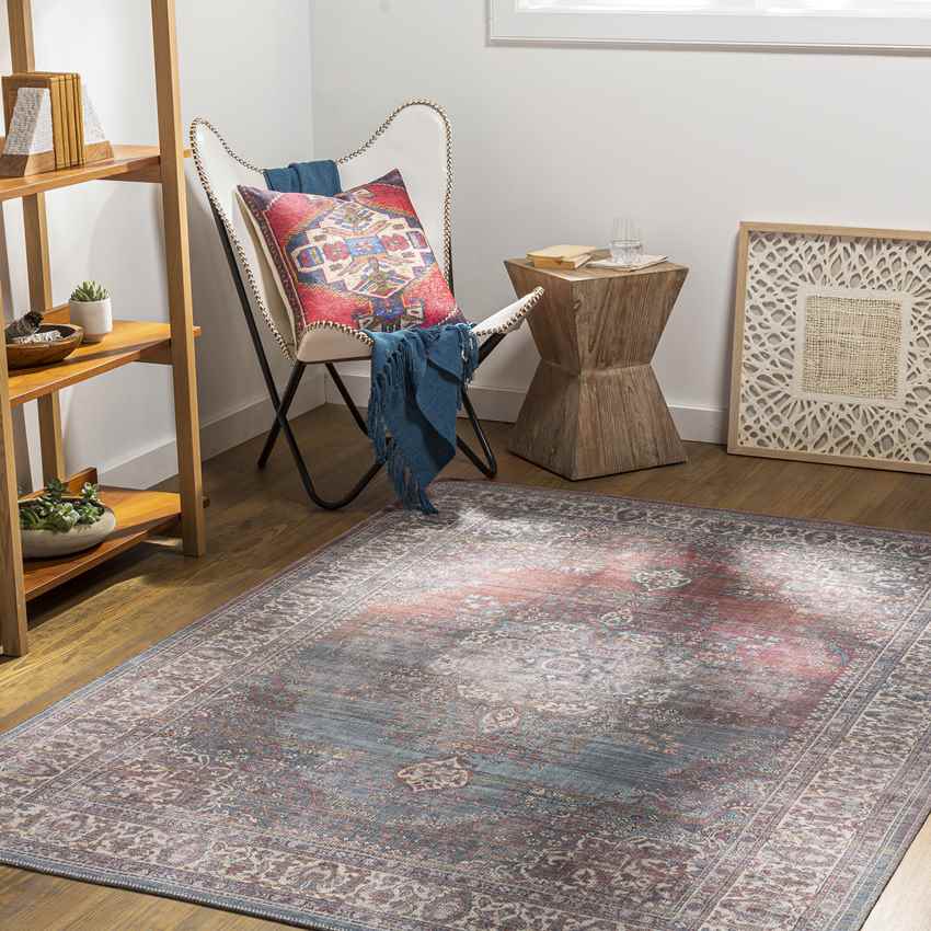 Matthews Traditional Tan Washable Area Rug