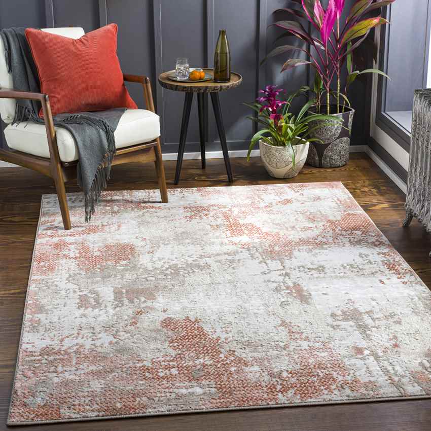 Gerry Modern Brick Red Area Rug