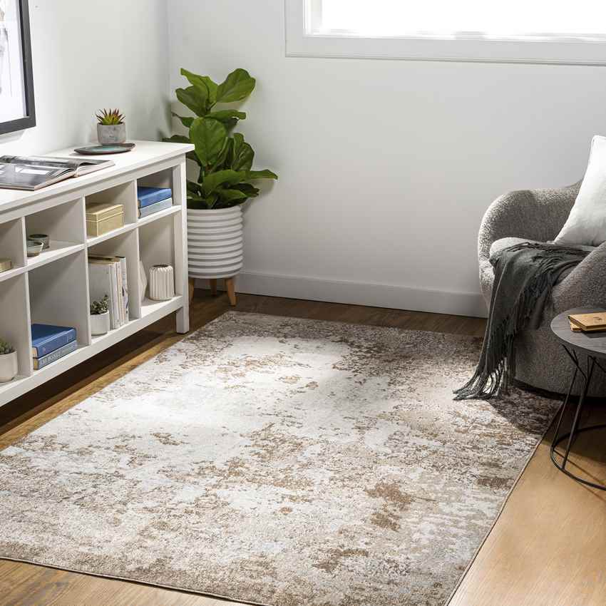 Shelburn Modern Taupe Washable Area Rug