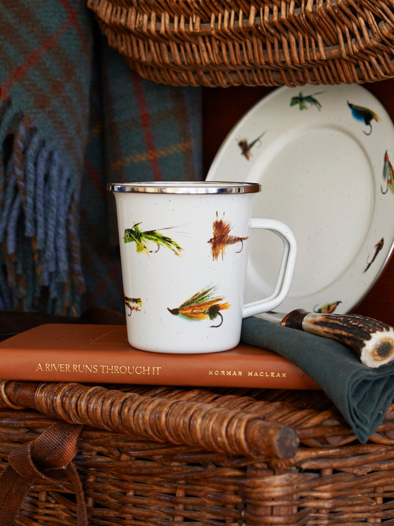 Enamelware Fly Fishing Latte Mug