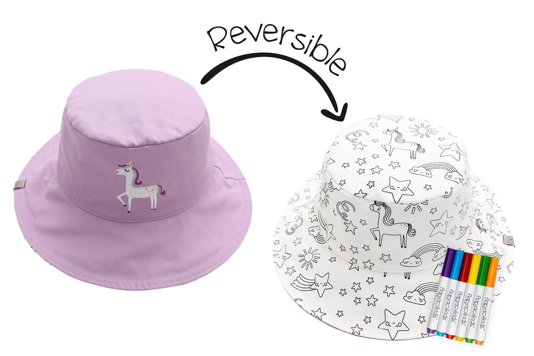 Kids Reversible Coloring Sun Hat – Unicorn