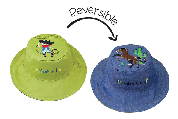 Baby/kids Reversible Sun Hat – Cowboy | Horse