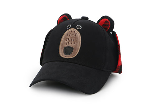 Toddler/kids 3d Winter Cap With Ear Flaps – Black Bear