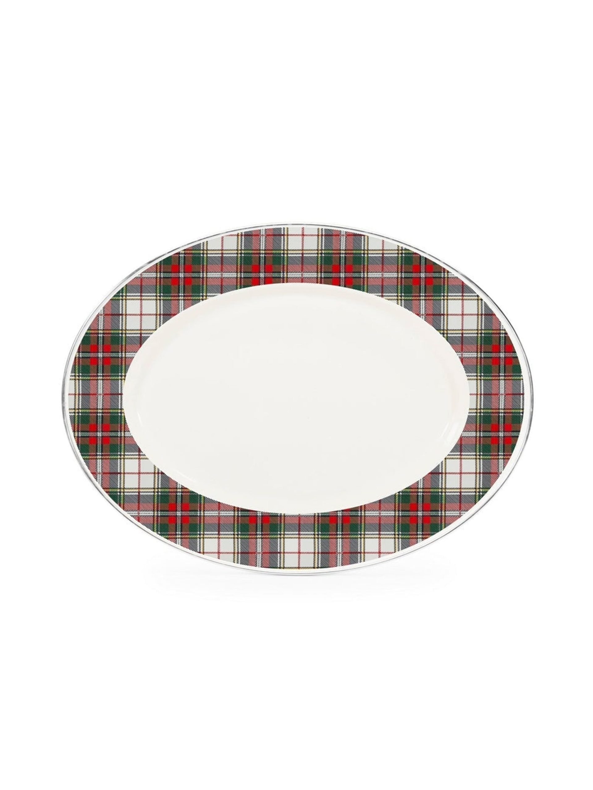 Highland Plaid Oval Enamelware Platter