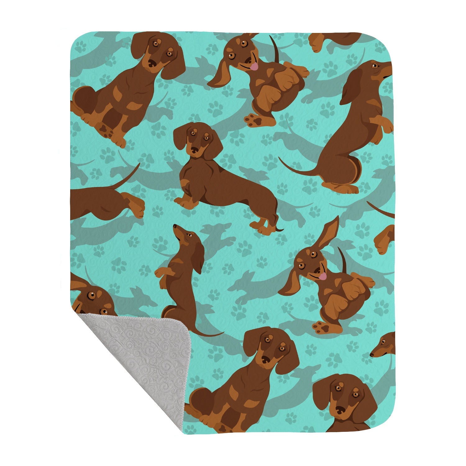 Chocolate and Tan Dachshund Quilted Blanket 50×60