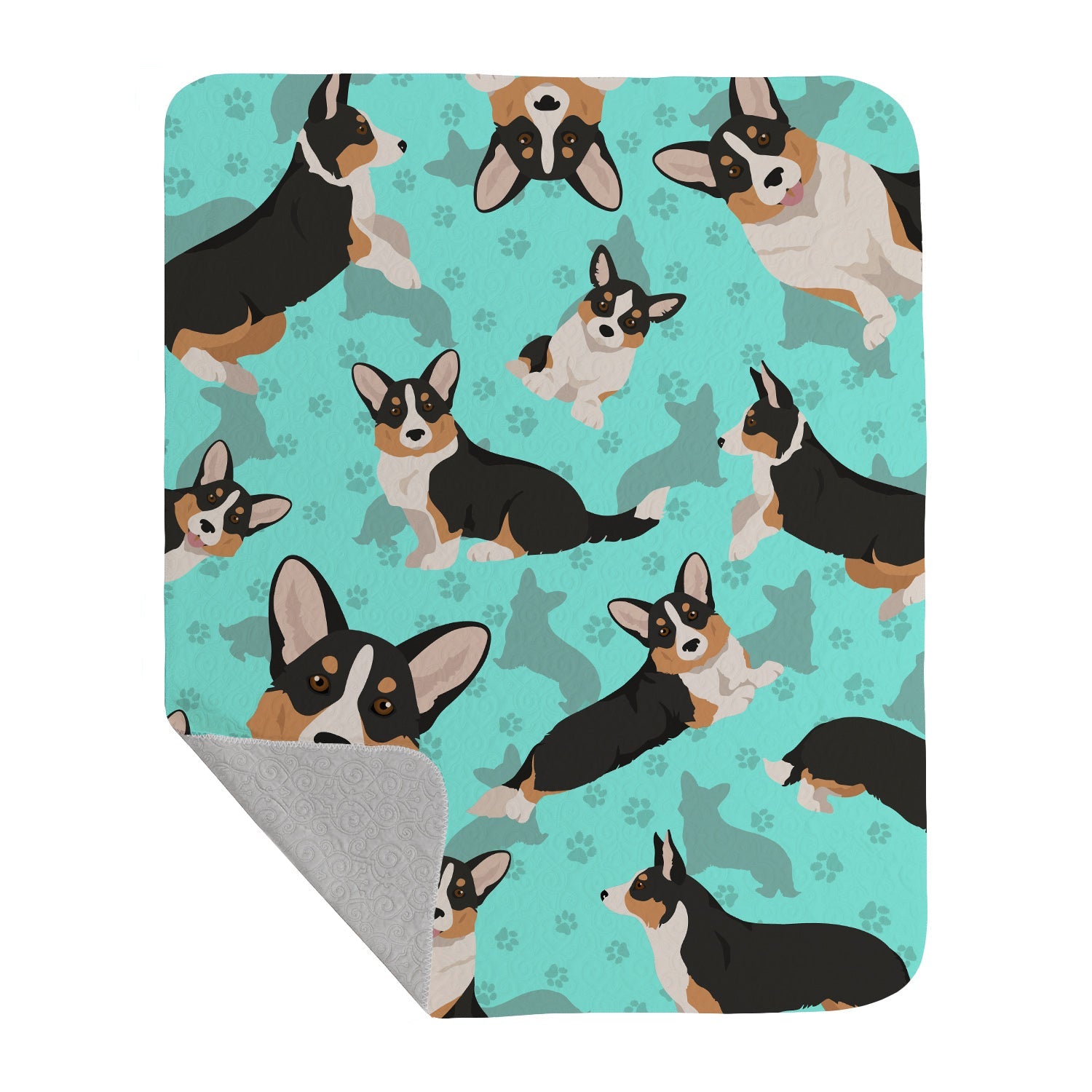 Tricolor Cardigan Corgi Quilted Blanket 50×60