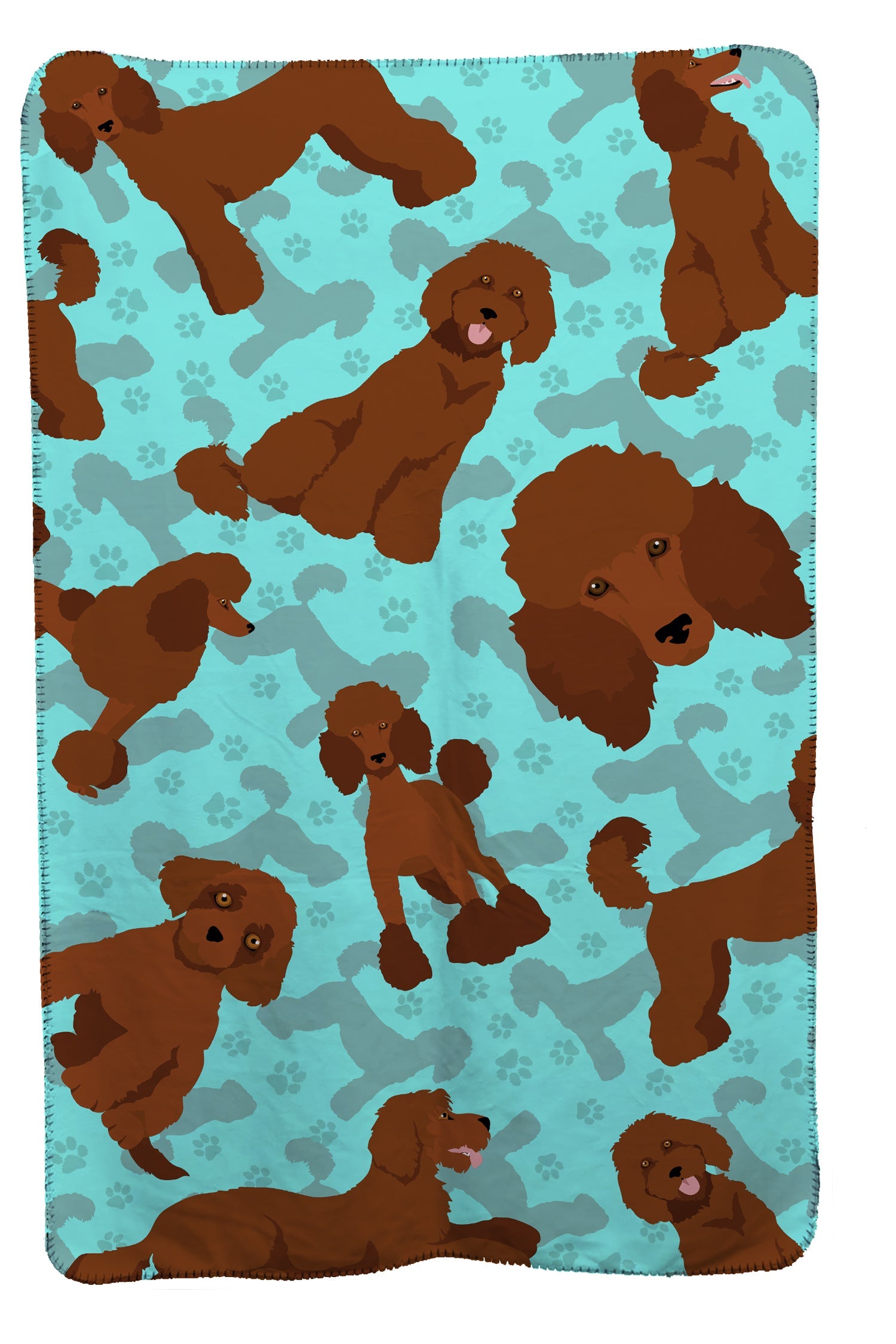 Chocolate Standard Poodle Soft Travel Blanket with Bag