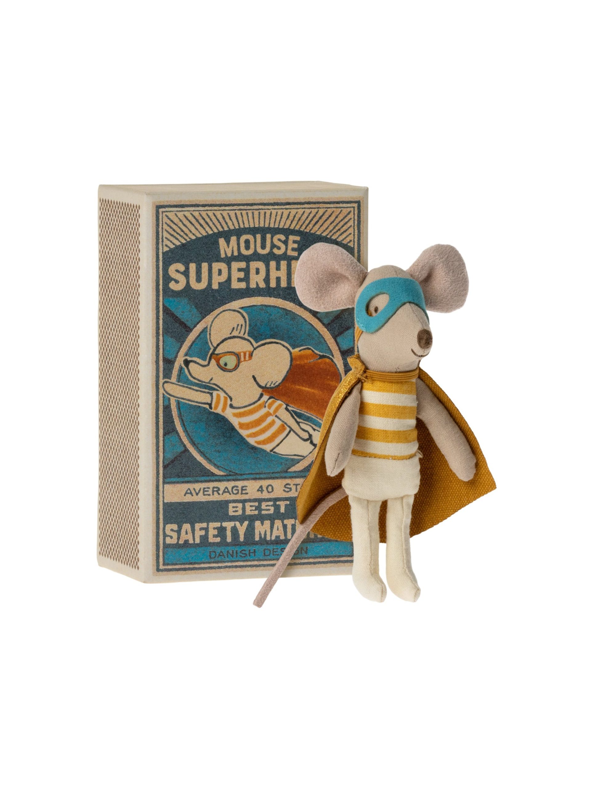 Maileg Superhero Mouse Little Brother In Matchbox