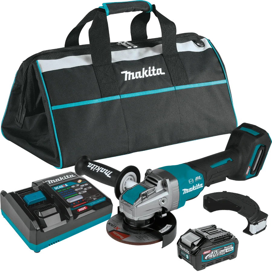 Makita GAG13M1 40V max XGT® Brushless Cordless 4‑1/2″ / 5″ X‑LOCK Paddle Switch Angle Grinder Kit, with Electric Brake (4.0Ah)