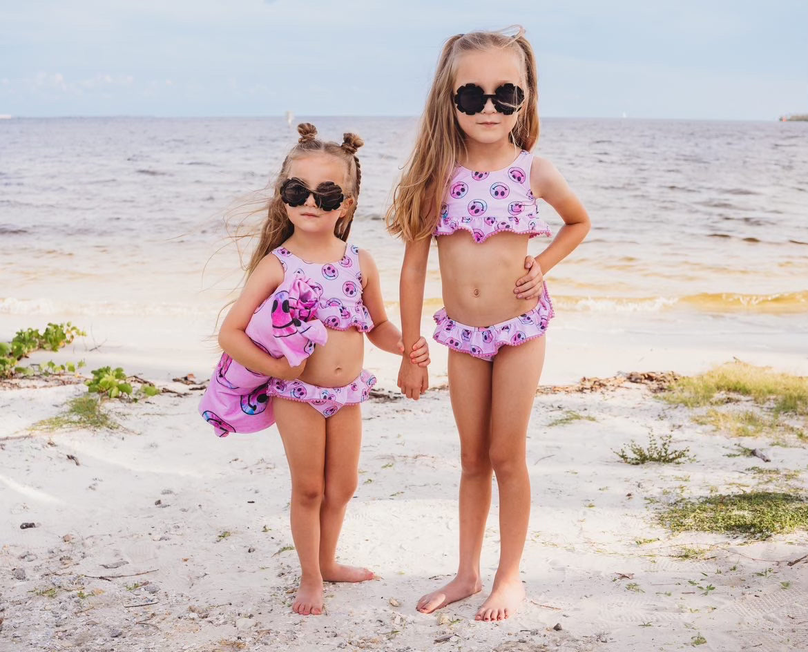 Pink Tie Dye Smiley Dream Tankini Two Piece Swim Suit