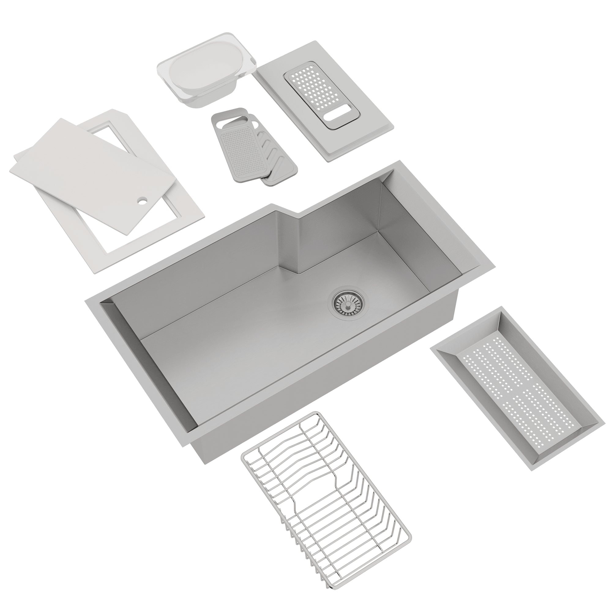 ROHL RGKKIT3016 Culinario 35″ Single Bowl Stainless Steel Kitchen Sink With Accessories