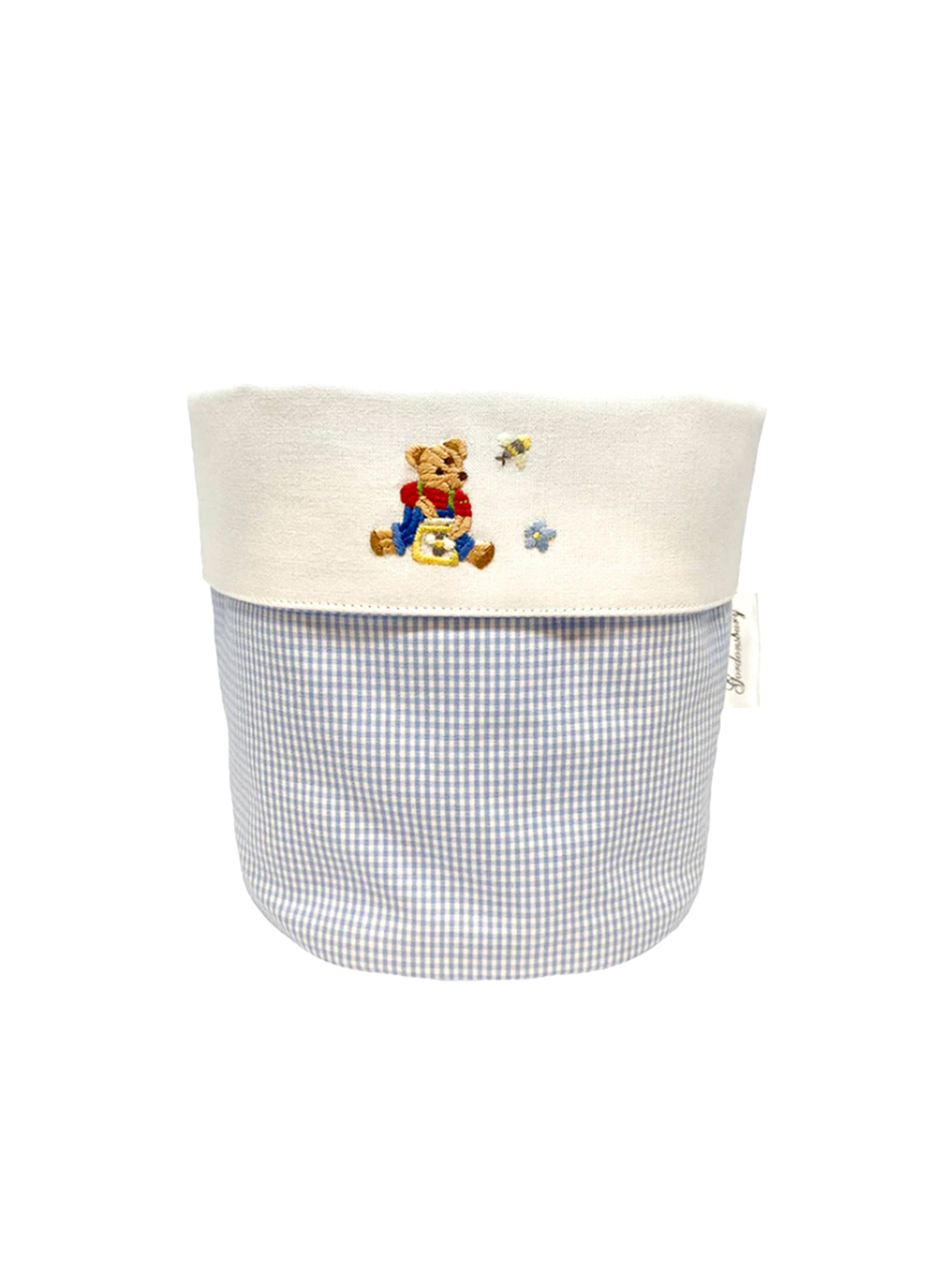 Teddy Bear Embroidered Blue Vanity Holder