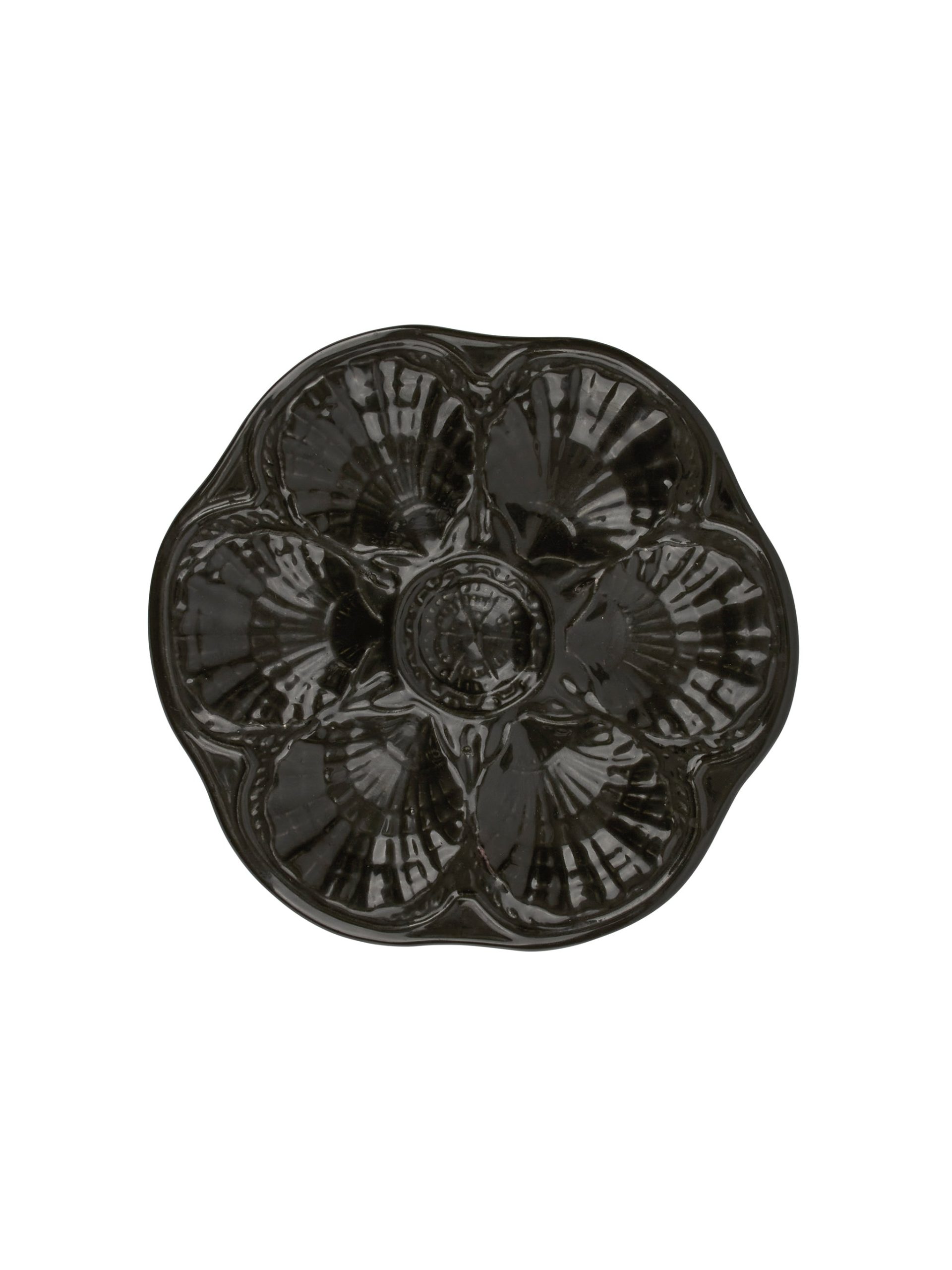 Vintage 1940s Black Sarreguemines Oyster Plate