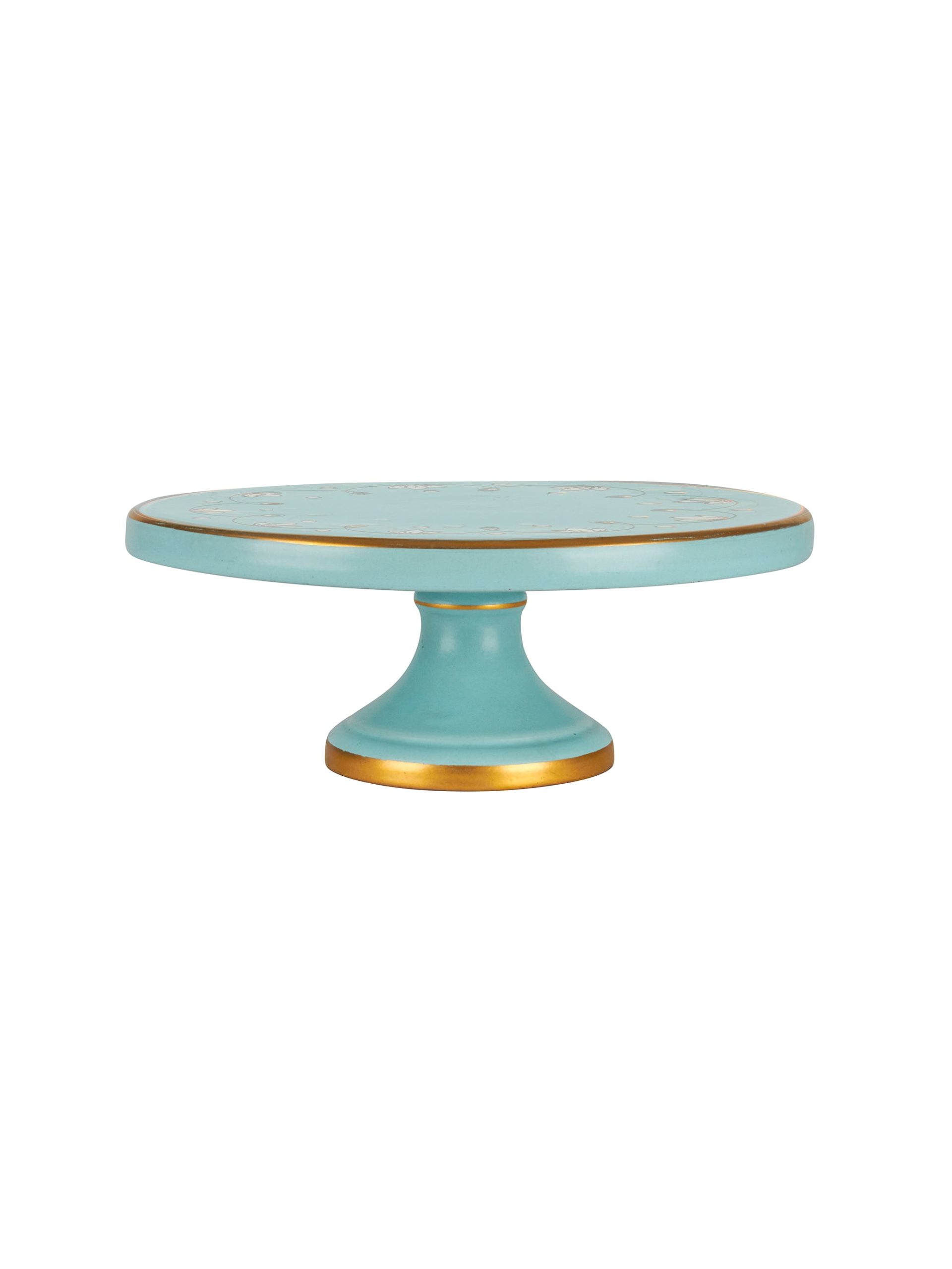 Vintage 1950s Robin’s Egg Blue and Gold Trimmed Cake Stand