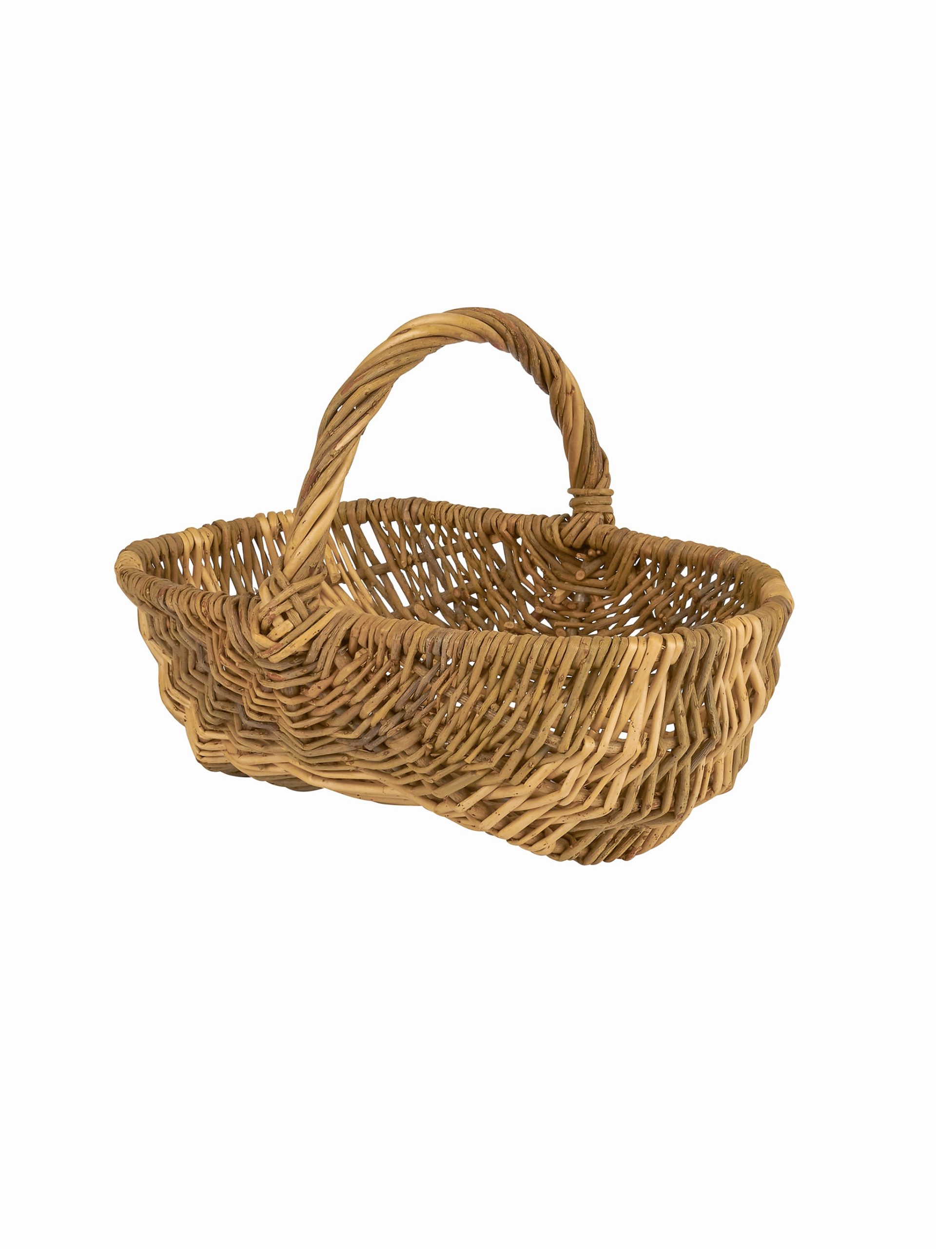 Vintage 1950s Two Toned Handmade French Wicker Basket