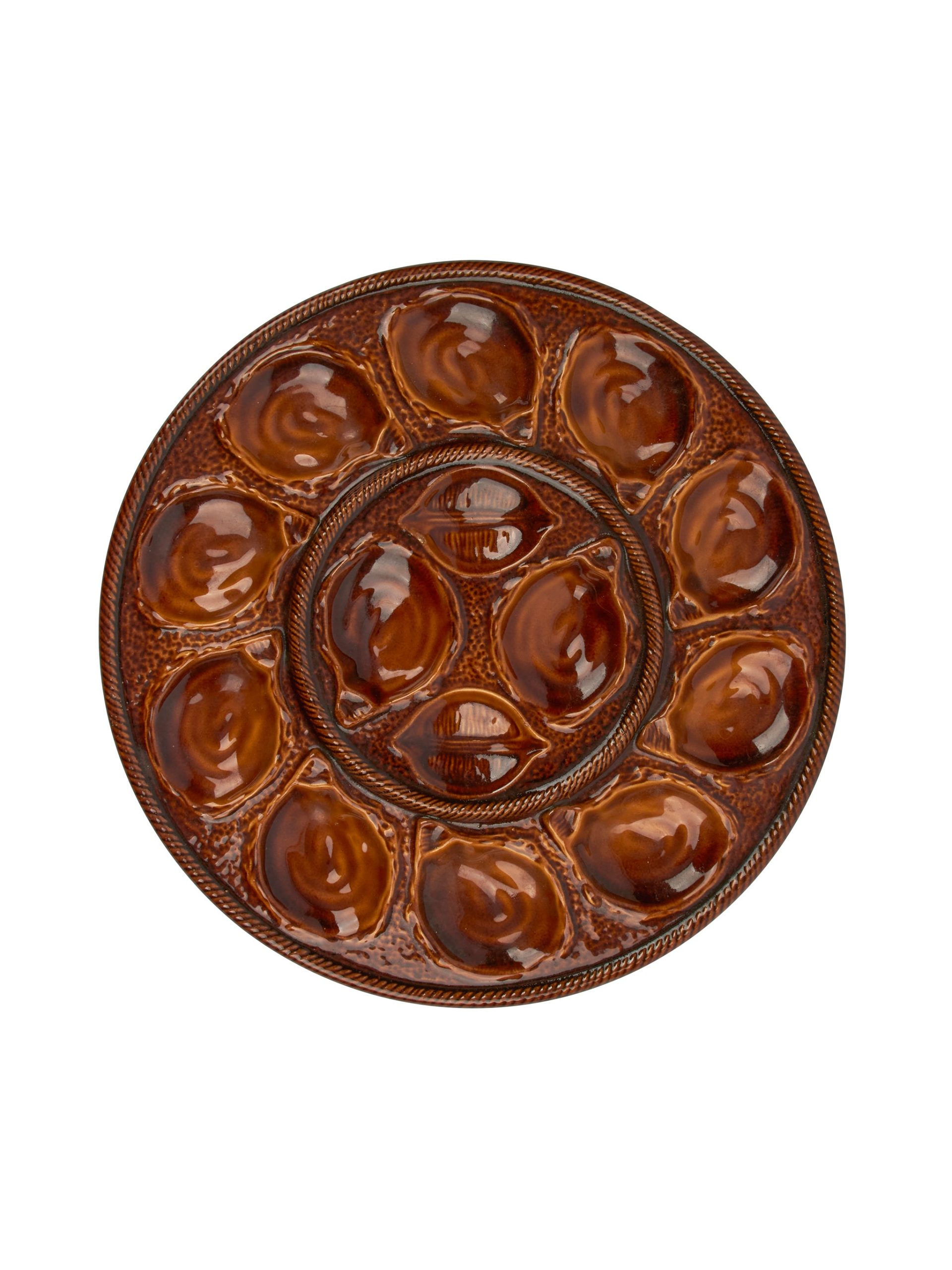 Vintage 1960s St. Clement Majolica Amber Oyster Platter