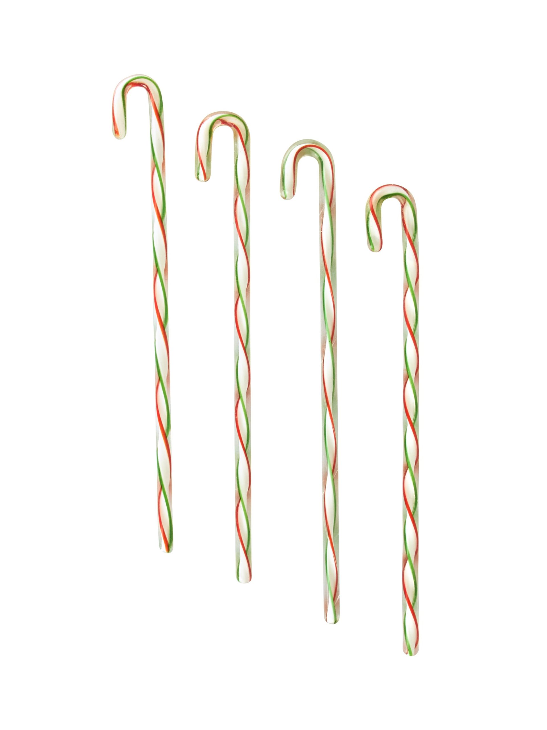 Vintage Candy Cane Green & Red Twist Glass Cocktail Stirrers