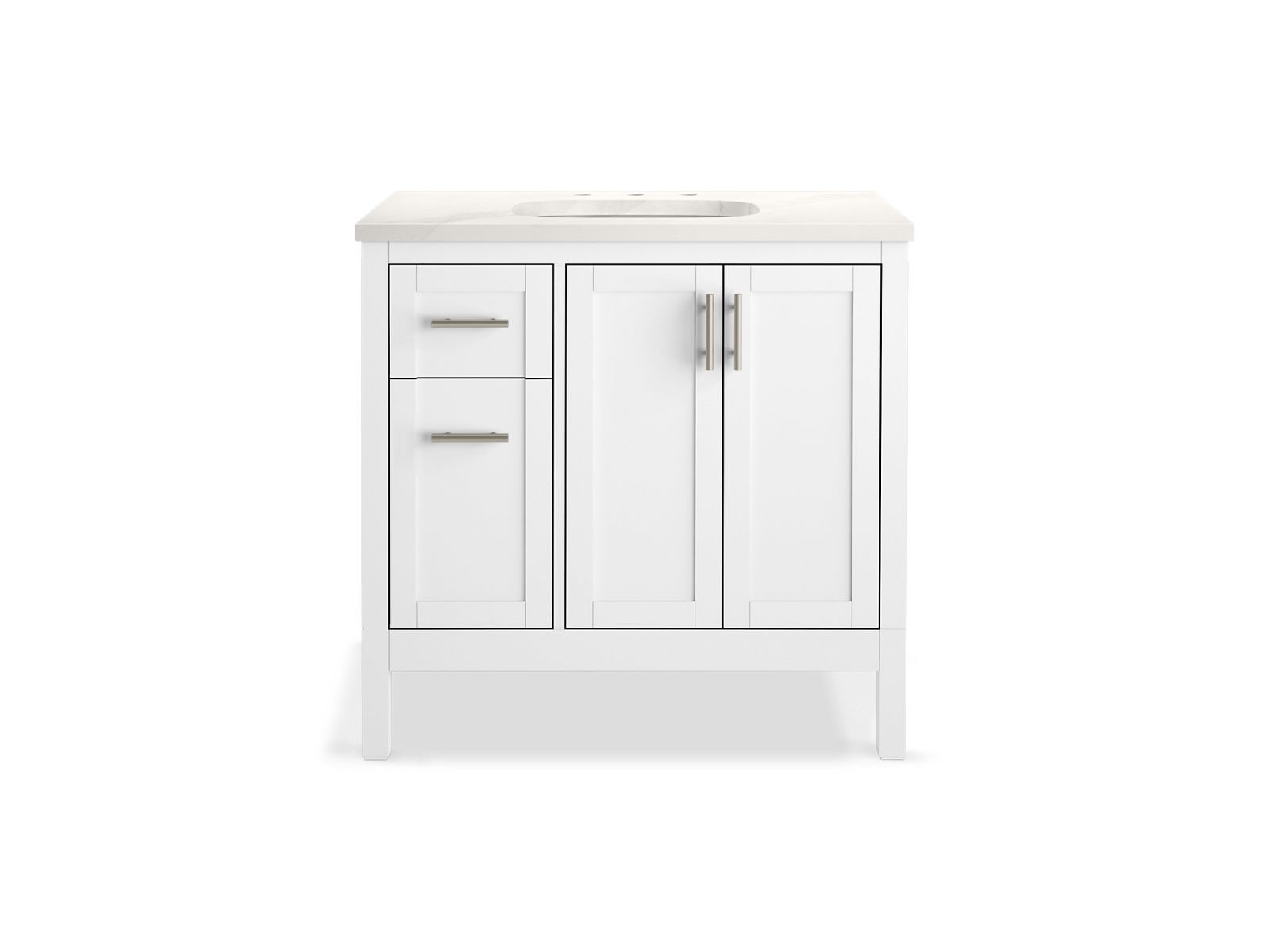 KOHLER K-39605-ASB Hadron 36″ bathroom vanity cabinet with sink and quartz top