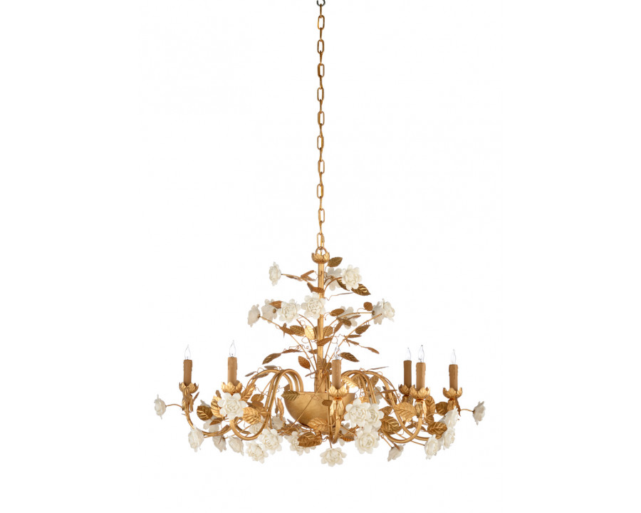 Chelsea House – Queensland Chandelier in Antique Gold/White