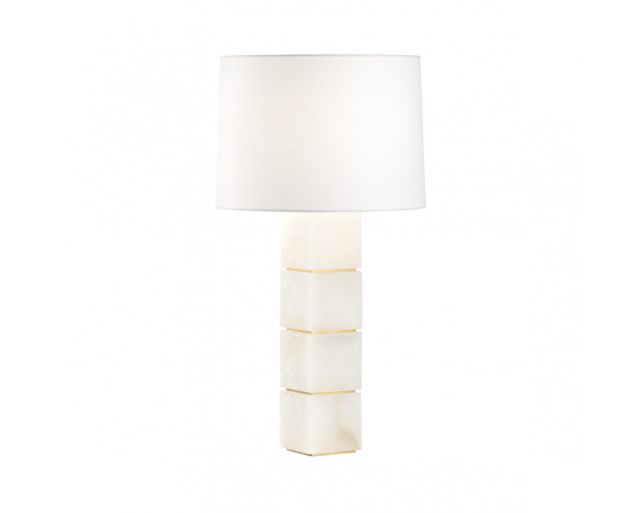 Chelsea House – Stacked Alabaster Lamp in Natural White/Antique Gold