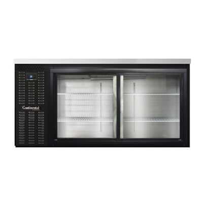 Continental BB69SNSGD – Back Bar Cooler, Shallow Depth, 69″W, sliding glass doors, black