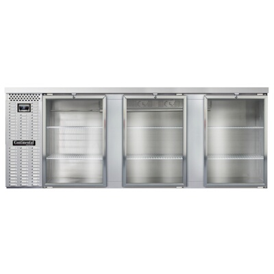 Continental BB90NSSGD – Back Bar Cooler, 90″W, (3) glass doors, stainless steel