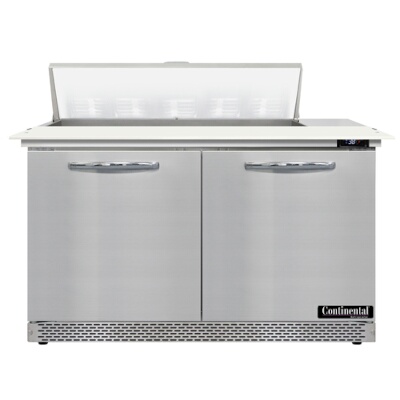 Continental D48N10C-FB – Sandwich Prep Table, 48″W, two-section, (2) doors, stainless steel top