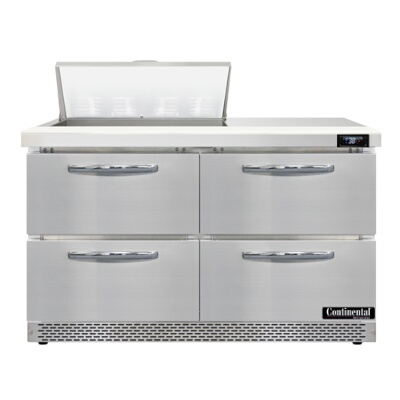 Continental D48N8-FB-D – Sandwich Prep Table, 48″W, two-section, (4) drawers, stainless steel top