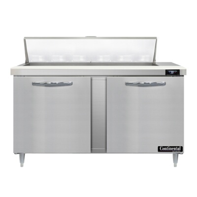 Continental D60N12 – Sandwich Prep Table, 60″W, two-section, (2) doors, stainless steel top