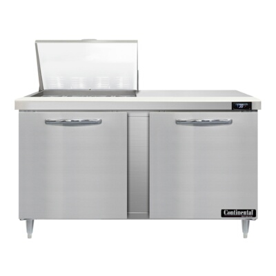 Continental D60N12M – Mighty Top Sandwich Prep Table, 60″W, two-section, (2) doors, stainless steel top