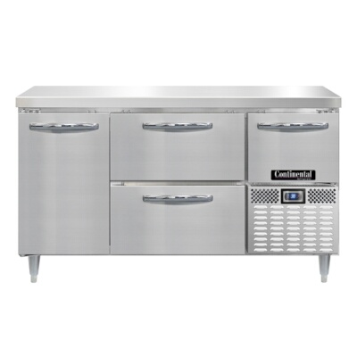 Continental DRA60NSS-D – Work Top Refrigerator, 60″W, (2) drawers, (2) narrow drawers & (1) half height door