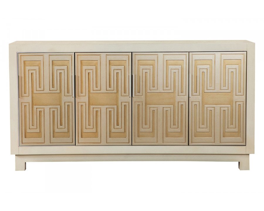 Coaster – Rectangular 4-Door Accent Cabinet in White/Gold