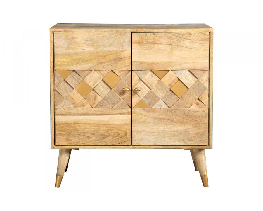 Coaster – Checkered Pattern 2-Door Accent Cabinet in Natural