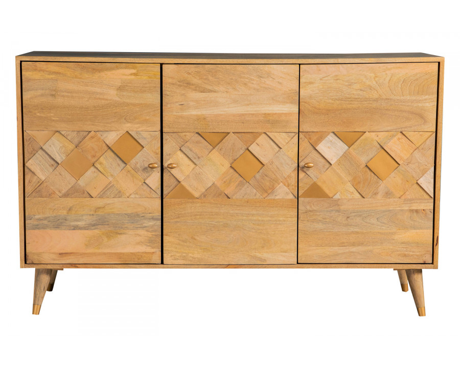 Coaster – Checkered Pattern 3-Door Accent Cabinet in Natural