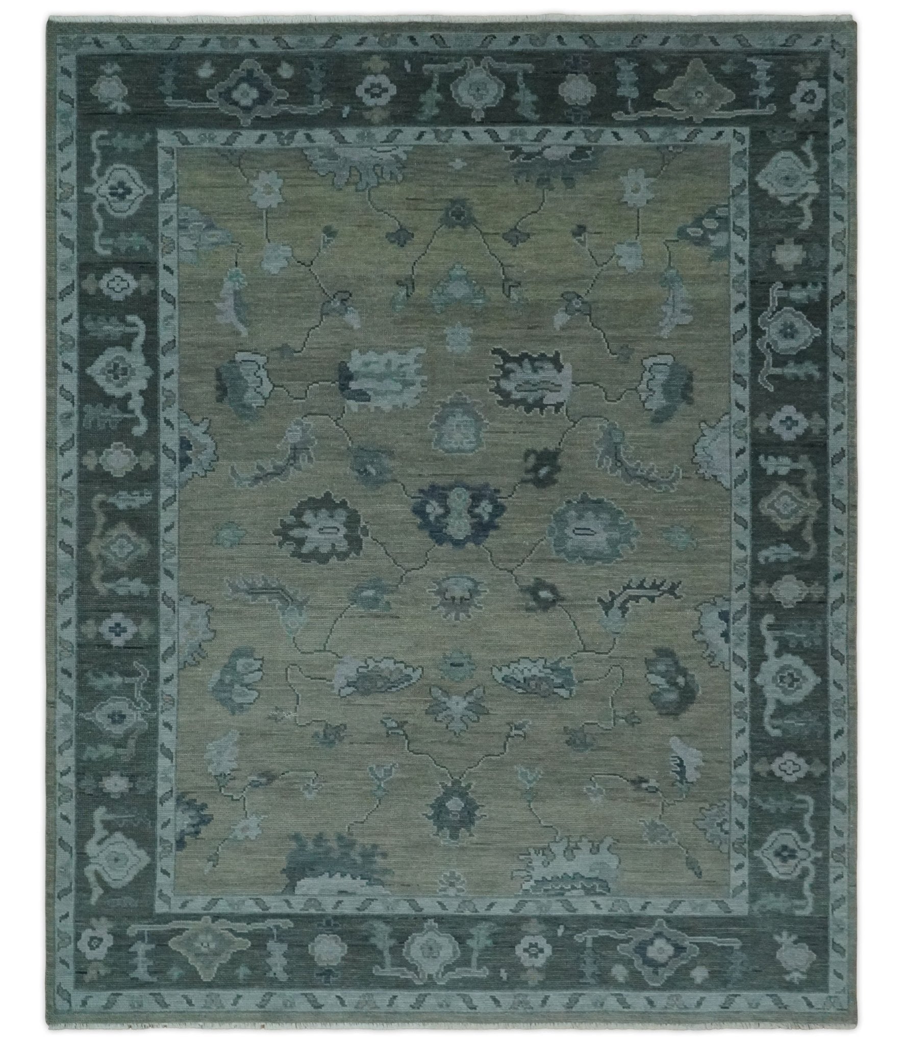 Custom Made Antique look Gray, Charcoal and silver Oriental Oushak wool Area Rug