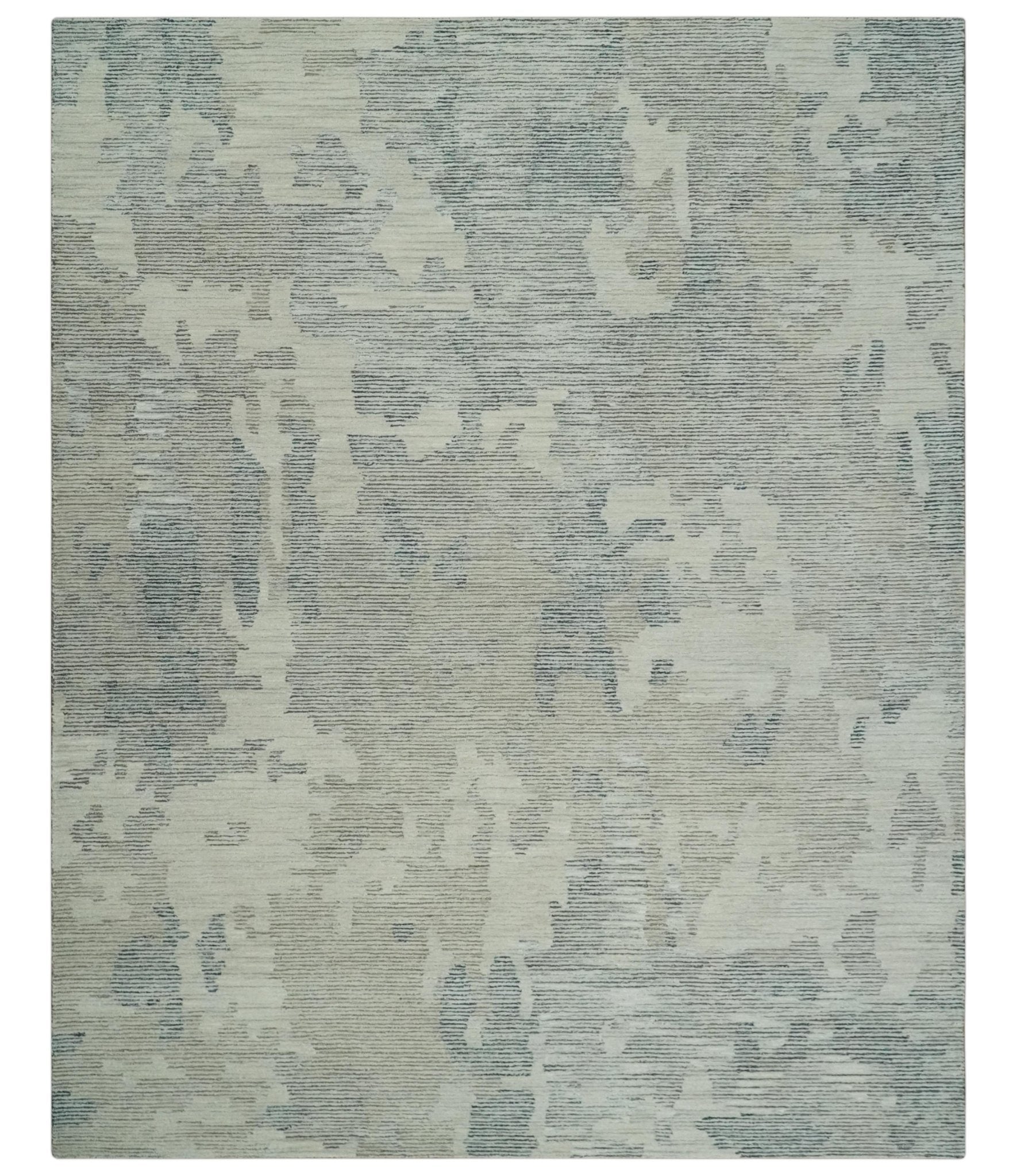 Custom Made Hand Tufted Ivory, Beige and Charcoal Modern Abstract Design Rug