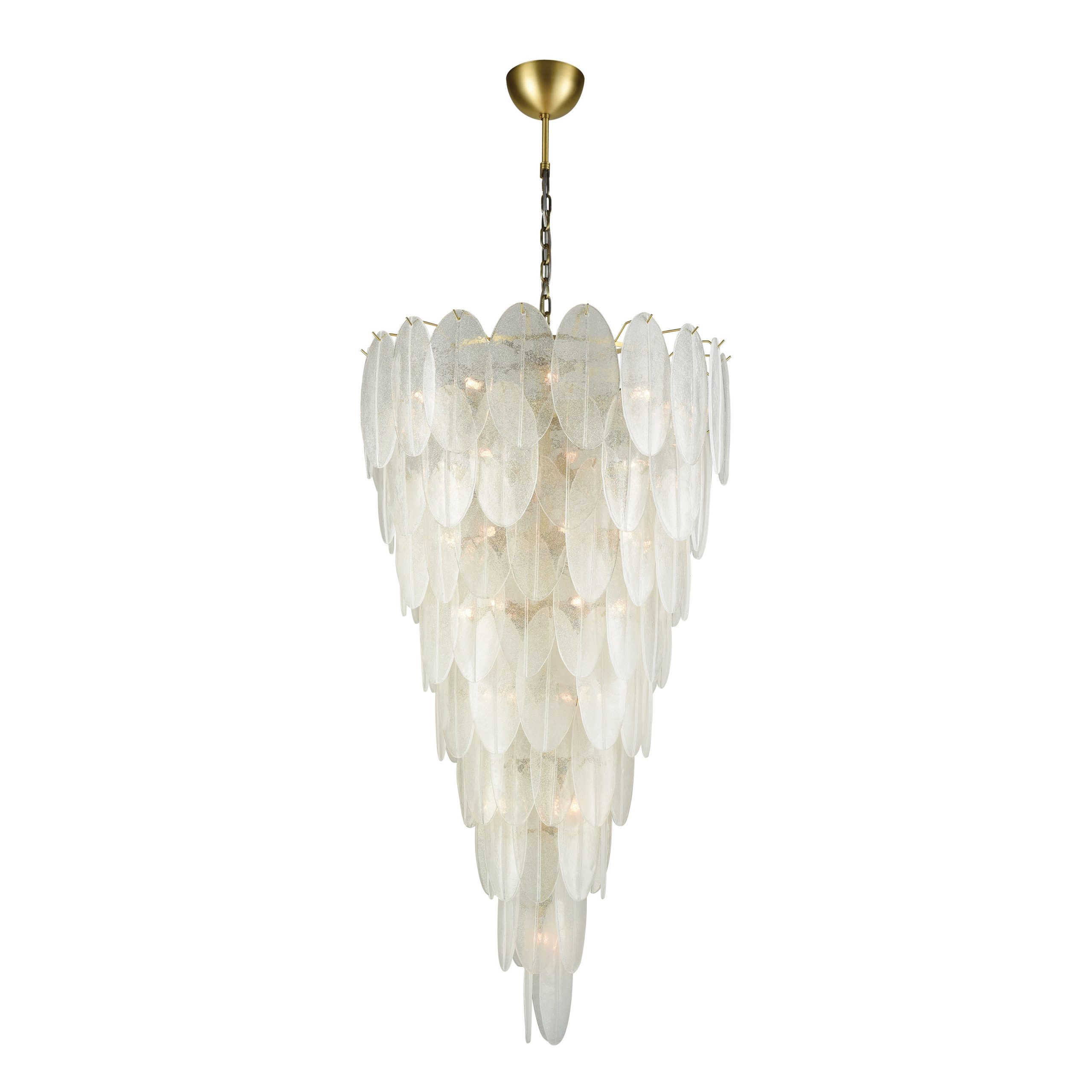 ELK SIGNATURE D3309 Hush 32.5” Wide 42-Light Chandelier – Aged Brass with White