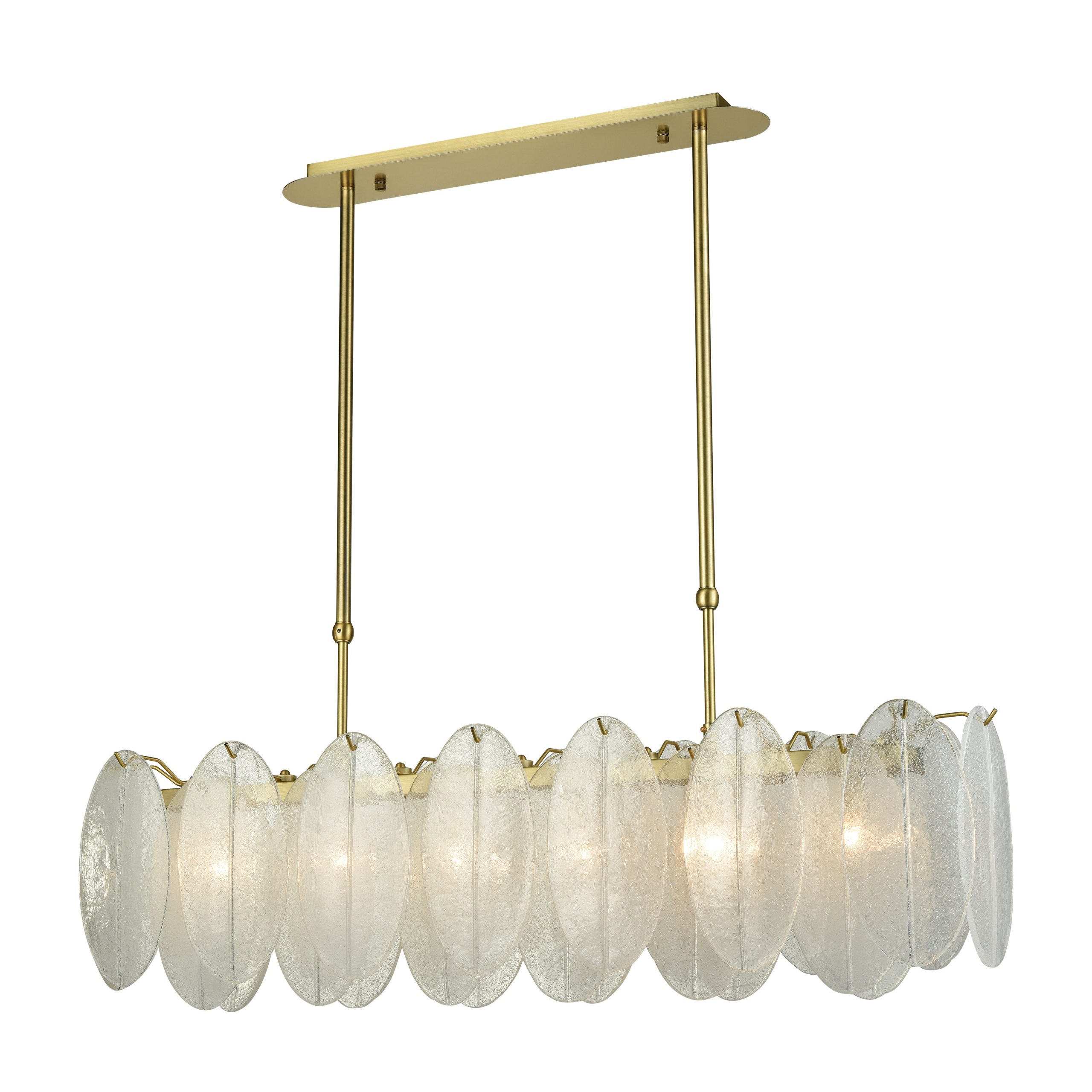 ELK SIGNATURE D3311 Hush 47” Wide 6-Light Linear Chandelier – Aged Brass with White