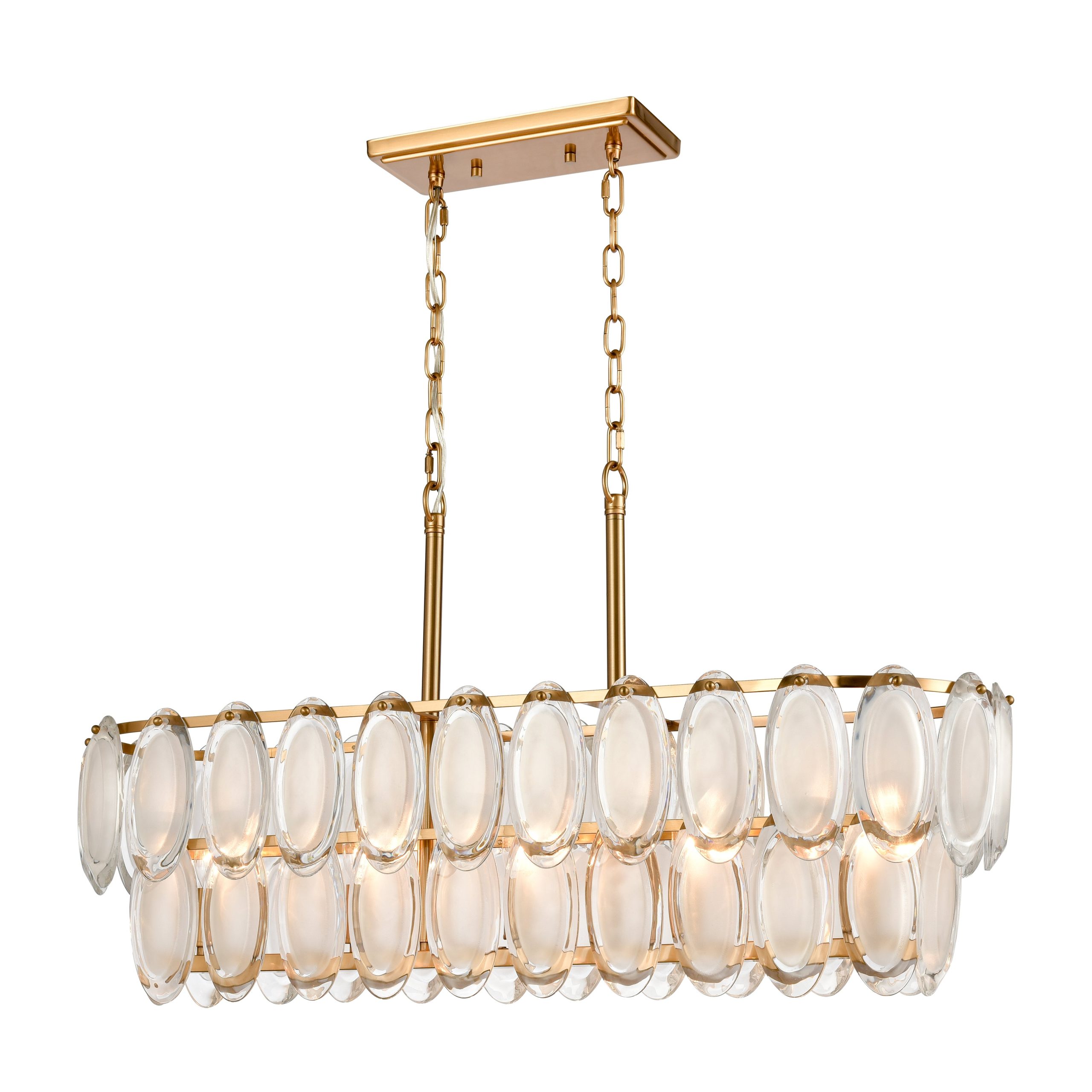 ELK SIGNATURE D4665 Curiosity 32” Wide 5-Light Linear Chandelier – Aged Brass