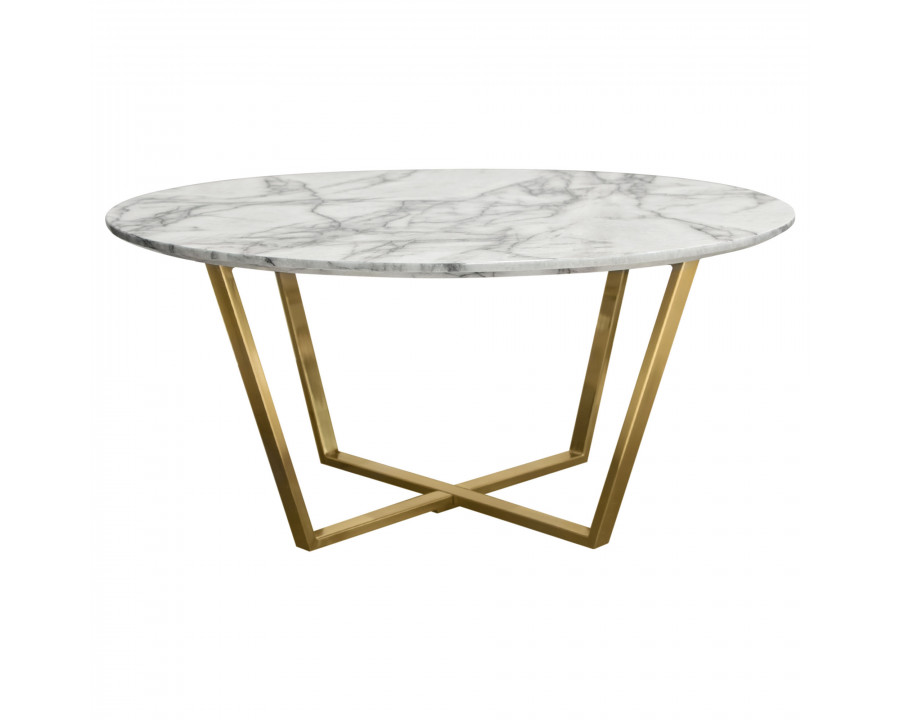 Diamond Sofa – Vida Cocktail Table with Faux Marble Top and Brushed Gold Metal Frame