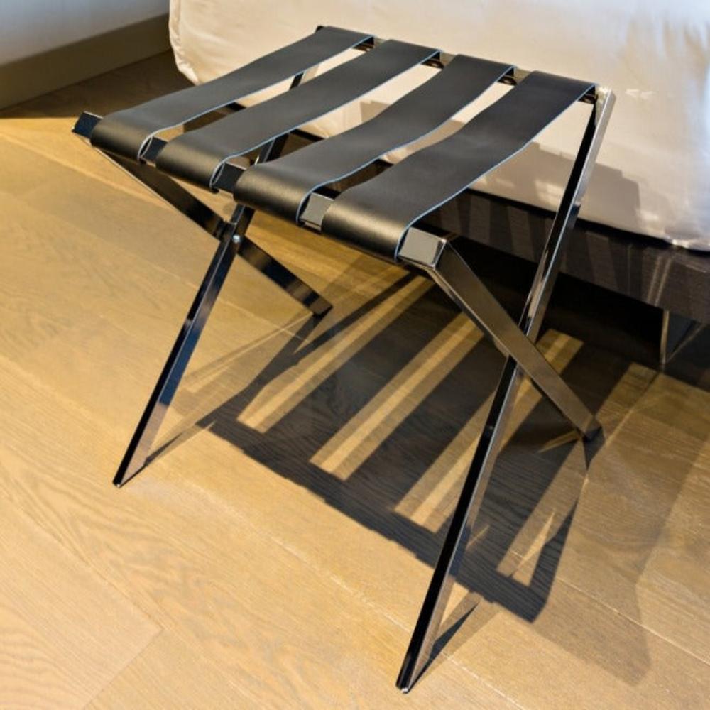 Chugach-Foldable Metal Luggage Rack with Genuie Leather