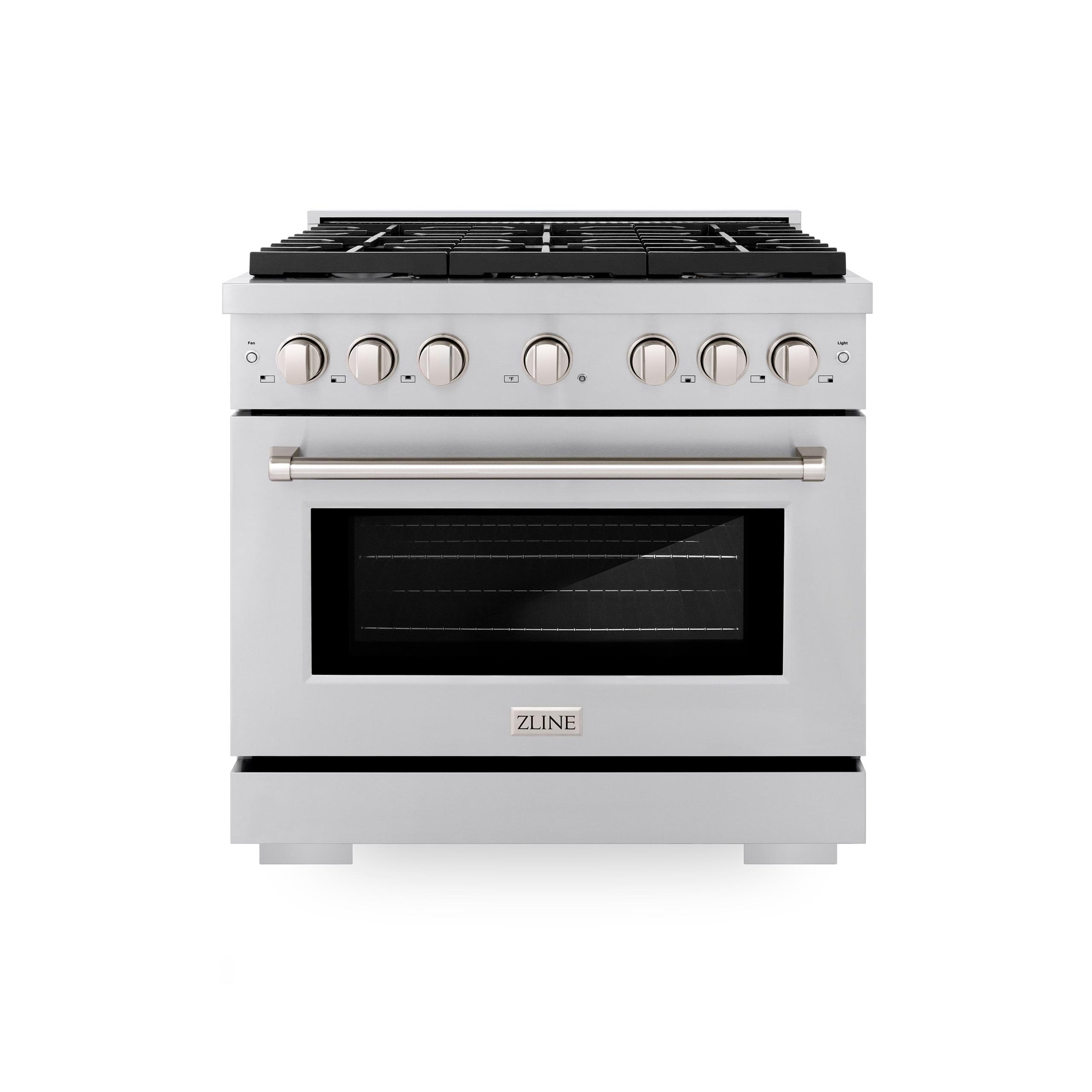 ZLINE 36 in. 5.2 cu. ft. Paramount Gas Range with Convection Gas Oven in Stainless Steel with 6 Brass Burners (SGR-BR-36)