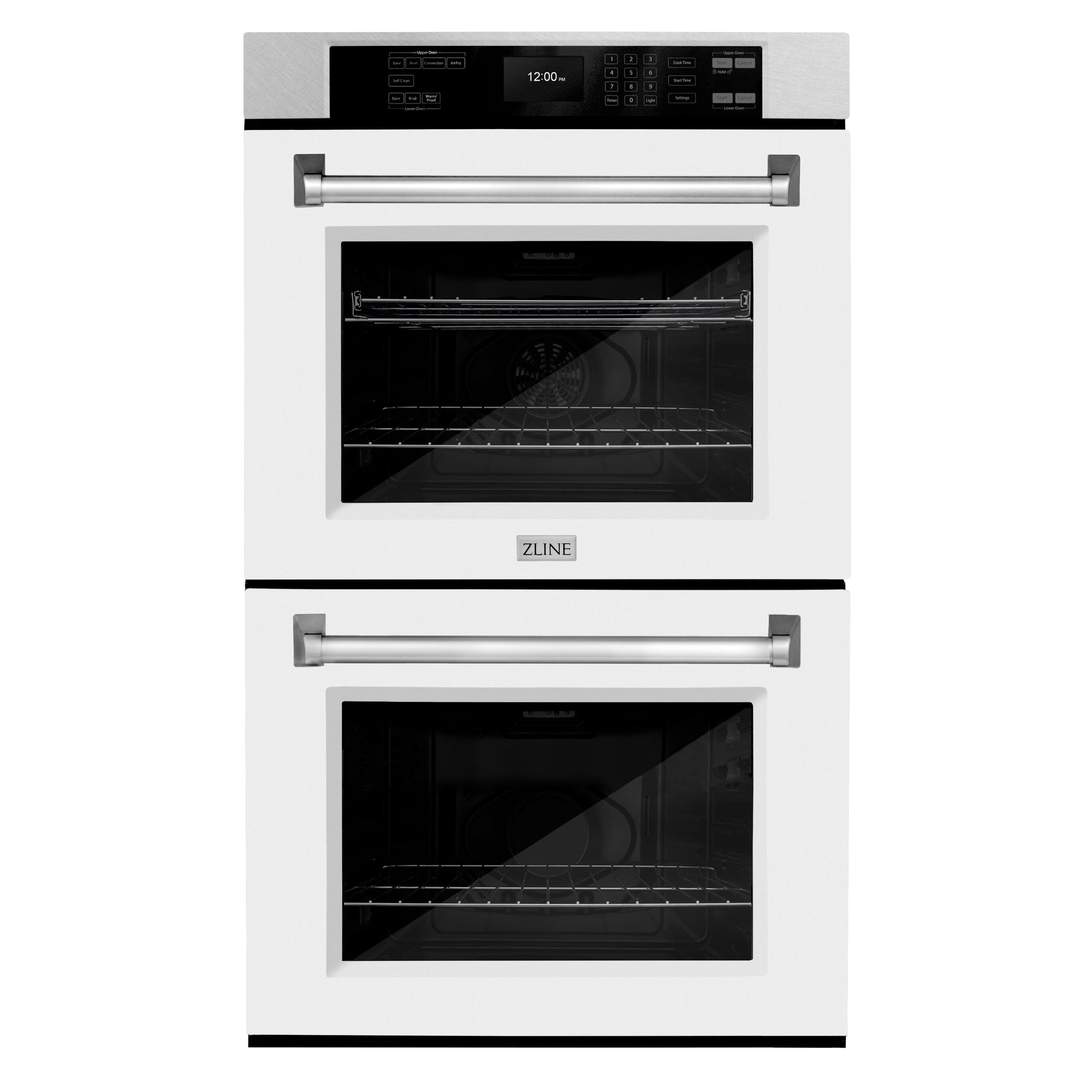 ZLINE 30 in. Professional True Convection Double Wall Oven with Air Fry and Self Clean in DuraSnow’ Stainless Steel with White Matte Doors (WADS-WM-30)