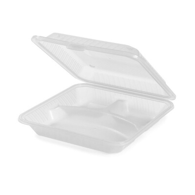 GET EC-12-1-CL – Take Out Container, 9″L x 9″W x 2-3/4″H, 3 Compartment (Case of 12)