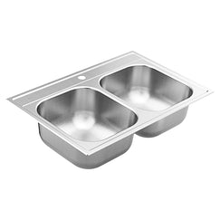 Moen GS202131 33″X22″ Steel 20 Gauge Double Bowl Drop In Sink