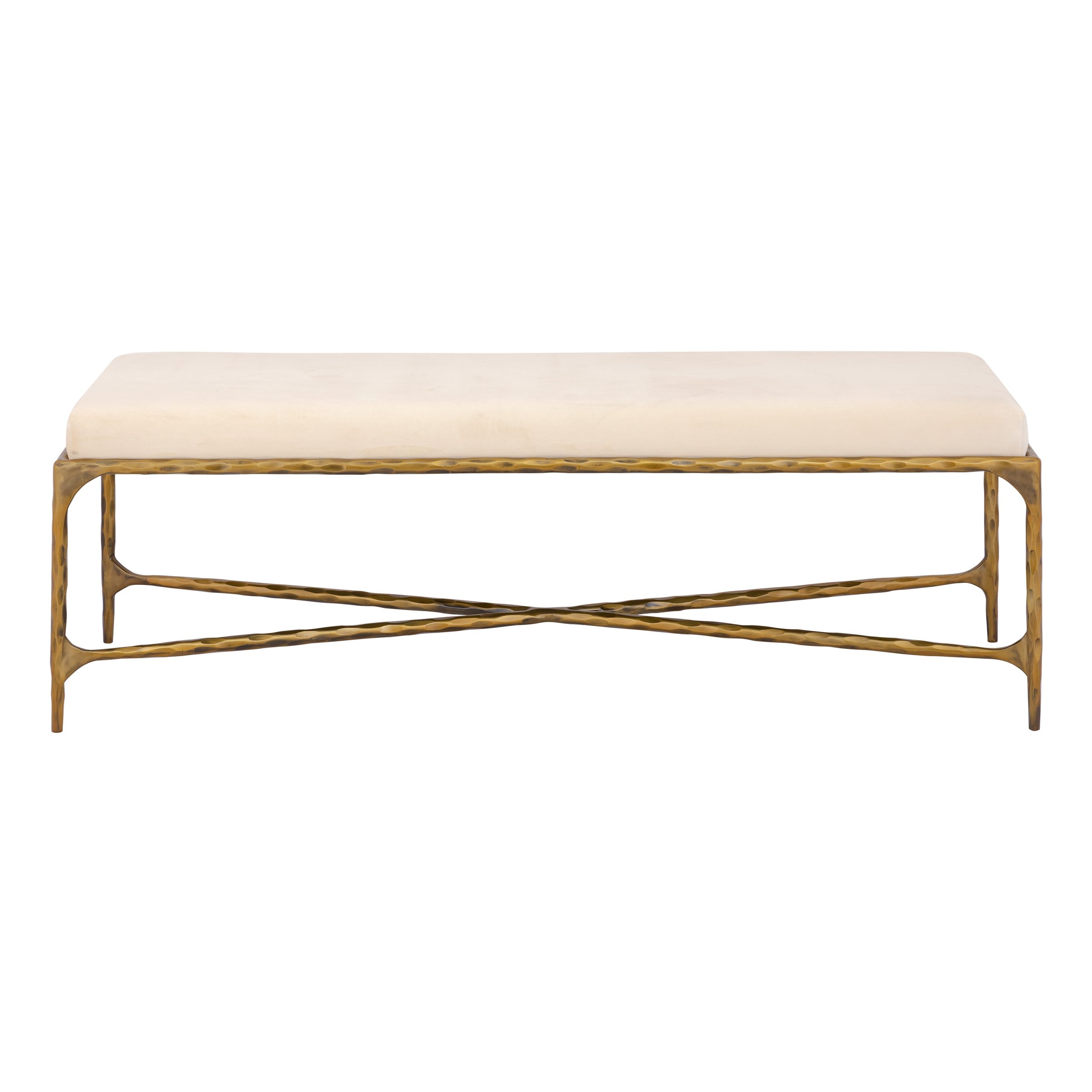 ELK SIGNATURE H0805-10870 Seville Long Bench – Brass with Bone Velvet