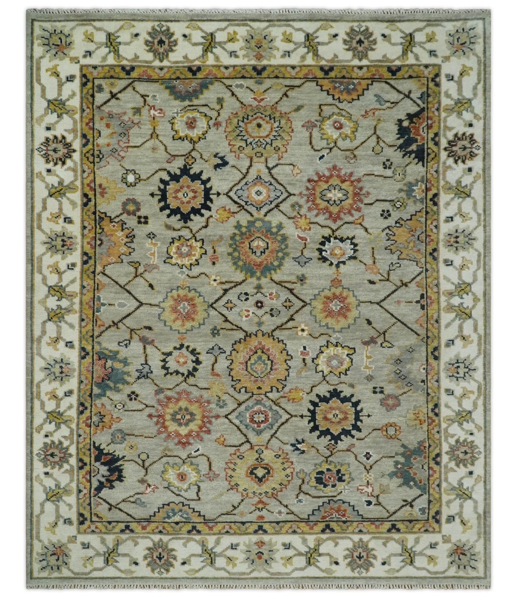 Hand Knotted Beige, Mustard and Ivory Traditional Oriental Oushak Custom Made Wool area Rug