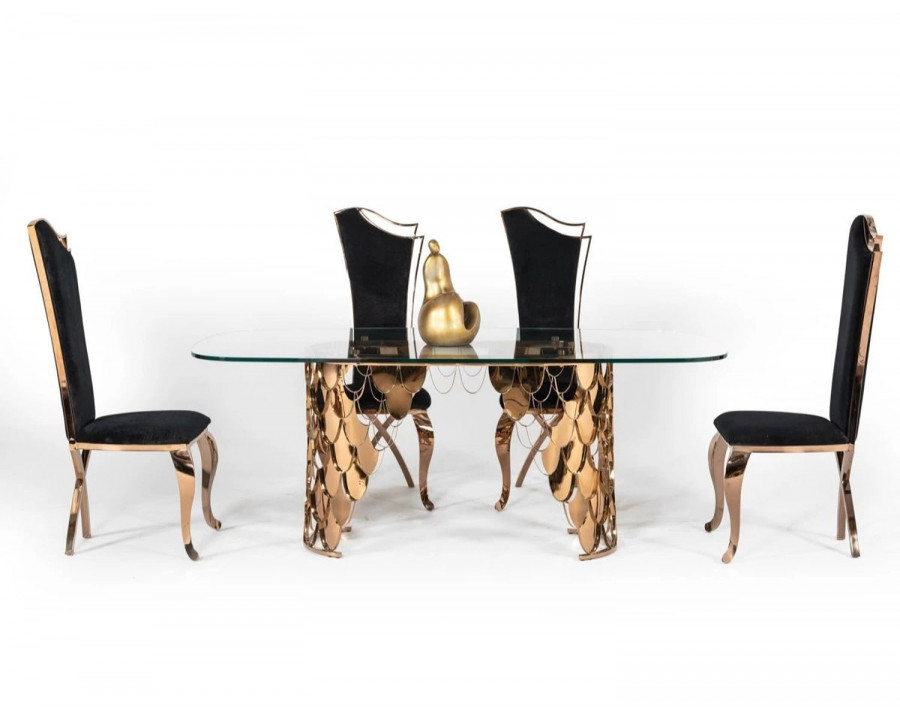 Jubilee – Jasper Dining Table in Rosegold/Glass, Glass/Stainless Steel